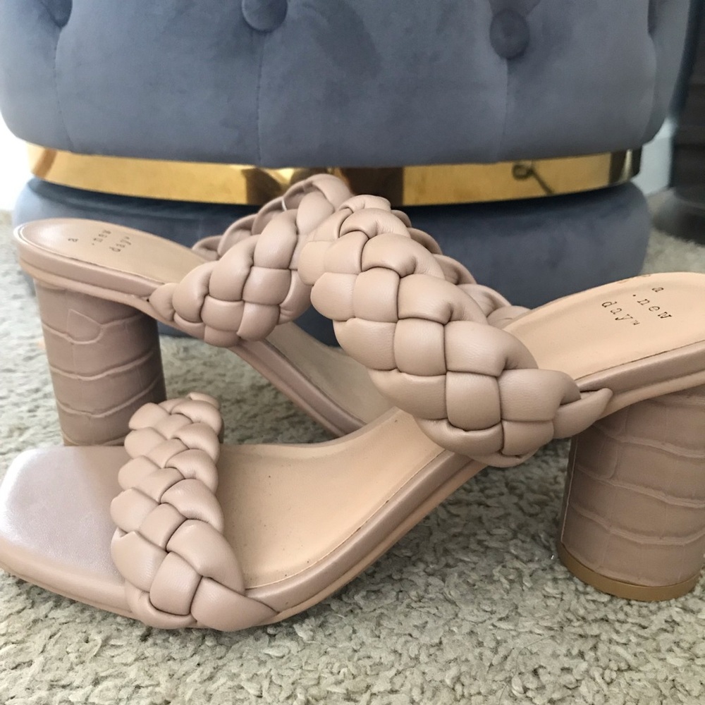 A New Day Braided Strap Nude Block Heel Sandals - Women 7 Brand New - Picture 6 of 9